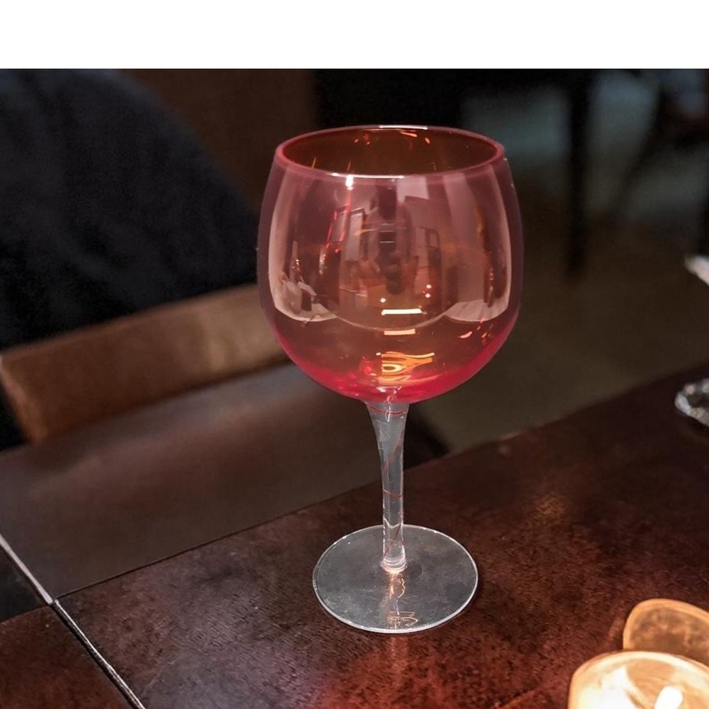 Aromatic 24oz Balloon Wine Glass, Red‎ Swirl Design Stem, Replacement Stemware